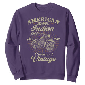 American Legendary Motorcycle Indian Chief Sweatshirt Classic And Vintage Bikers Club TS11 Purple Print Your Wear