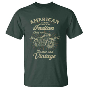 American Legendary Motorcycle Indian Chief T Shirt Classic And Vintage Bikers Club TS11 Dark Forest Green Print Your Wear