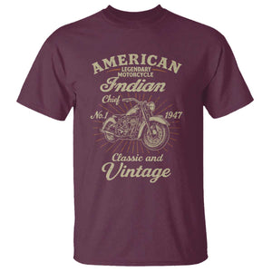 American Legendary Motorcycle Indian Chief T Shirt Classic And Vintage Bikers Club TS11 Maroon Print Your Wear