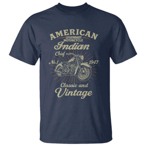 American Legendary Motorcycle Indian Chief T Shirt Classic And Vintage Bikers Club TS11 Navy Print Your Wear