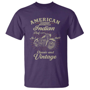 American Legendary Motorcycle Indian Chief T Shirt Classic And Vintage Bikers Club TS11 Purple Print Your Wear