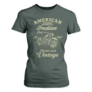 American Legendary Motorcycle Indian Chief T Shirt For Women Classic And Vintage Bikers Club TS11 Dark Forest Green Print Your Wear