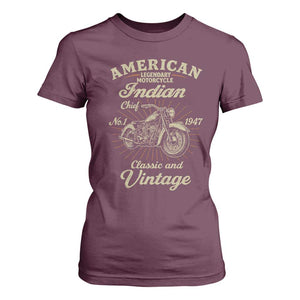 American Legendary Motorcycle Indian Chief T Shirt For Women Classic And Vintage Bikers Club TS11 Maroon Print Your Wear