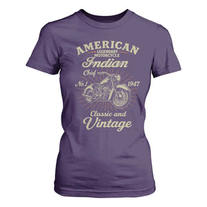 American Legendary Motorcycle Indian Chief T Shirt For Women Classic And Vintage Bikers Club TS11 Purple Print Your Wear