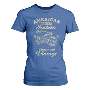 American Legendary Motorcycle Indian Chief T Shirt For Women Classic And Vintage Bikers Club TS11 Royal Blue Print Your Wear