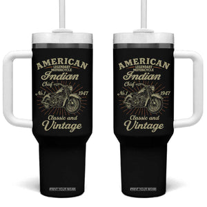 American Legendary Motorcycle Indian Chief Tumbler With Handle Classic And Vintage Bikers Club TS11 One Size: 40 oz Black Print Your Wear