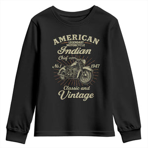 American Legendary Motorcycle Indian Chief Youth Sweatshirt Classic And Vintage Bikers Club TS11 Black Print Your Wear