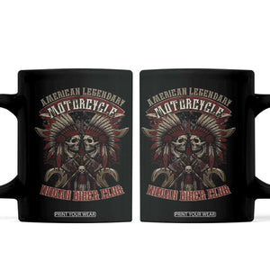 American Legendary Motorcycle Indian Biker Club Coffee Mug Vintage Native American Skull Chief TS11 Black Print Your Wear