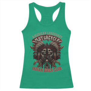 American Legendary Motorcycle Indian Biker Club Racerback Tank Top Vintage Native American Skull Chief TS11 Irish Green Print Your Wear