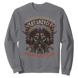 American Legendary Motorcycle Indian Biker Club Sweatshirt Vintage Native American Skull Chief TS11 Charcoal Print Your Wear