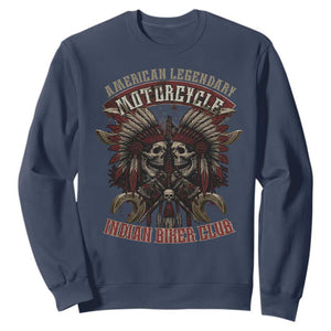 American Legendary Motorcycle Indian Biker Club Sweatshirt Vintage Native American Skull Chief TS11 Navy Print Your Wear