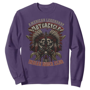 American Legendary Motorcycle Indian Biker Club Sweatshirt Vintage Native American Skull Chief TS11 Purple Print Your Wear