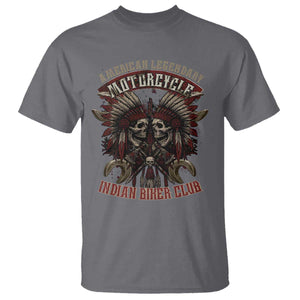 American Legendary Motorcycle Indian Biker Club T Shirt Vintage Native American Skull Chief TS11 Charcoal Print Your Wear