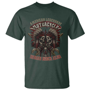 American Legendary Motorcycle Indian Biker Club T Shirt Vintage Native American Skull Chief TS11 Dark Forest Green Print Your Wear