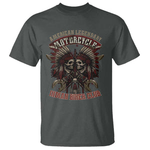 American Legendary Motorcycle Indian Biker Club T Shirt Vintage Native American Skull Chief TS11 Dark Heather Print Your Wear
