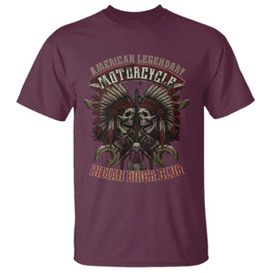 American Legendary Motorcycle Indian Biker Club T Shirt Vintage Native American Skull Chief TS11 Maroon Print Your Wear