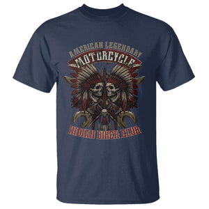 American Legendary Motorcycle Indian Biker Club T Shirt Vintage Native American Skull Chief TS11 Navy Print Your Wear