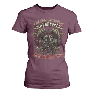 American Legendary Motorcycle Indian Biker Club T Shirt For Women Vintage Native American Skull Chief TS11 Maroon Print Your Wear