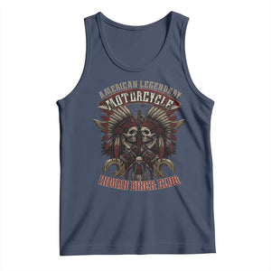 American Legendary Motorcycle Indian Biker Club Tank Top Vintage Native American Skull Chief TS11 Navy Print Your Wear