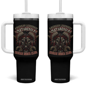 American Legendary Motorcycle Indian Biker Club Tumbler With Handle Vintage Native American Skull Chief TS11 One Size: 40 oz Black Print Your Wear
