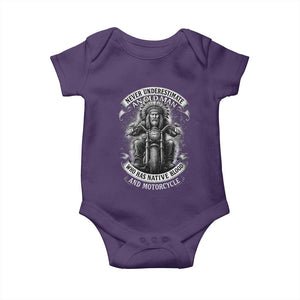 Never Underestimate An Old Man Who Has Native Blood And Motorcycle Baby Onesie Native American Biker TS11 Purple Print Your Wear