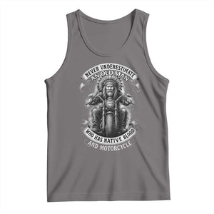 Never Underestimate An Old Man Who Has Native Blood And Motorcycle Tank Top Native American Biker TS11 Deep Heather Print Your Wear