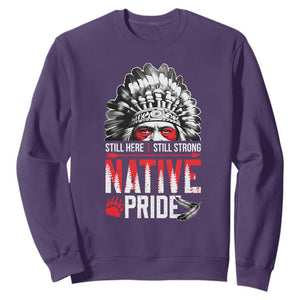 Still Here Still Strong Native Pride Sweatshirt Native American Feather TS11 Purple Print Your Wear