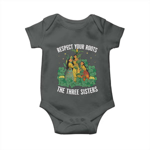 Three Sisters Respect Your Roots Baby Onesie Native American Heritage History Month TS11 Dark Heather Print Your Wear