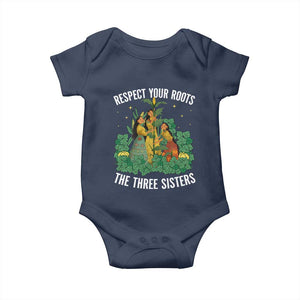 Three Sisters Respect Your Roots Baby Onesie Native American Heritage History Month TS11 Navy Print Your Wear