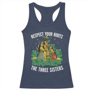 Three Sisters Respect Your Roots Racerback Tank Top Native American Heritage History Month TS11 Navy Print Your Wear