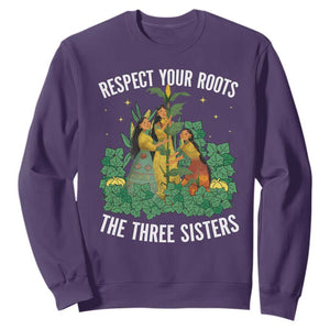 Three Sisters Respect Your Roots Sweatshirt Native American Heritage History Month TS11 Purple Print Your Wear