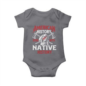 American History Begins With Native History Baby Onesie Native American Indigenous Indian Warrior TS11 Charcoal Print Your Wear