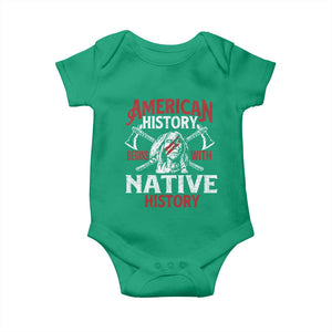 American History Begins With Native History Baby Onesie Native American Indigenous Indian Warrior TS11 Irish Green Print Your Wear