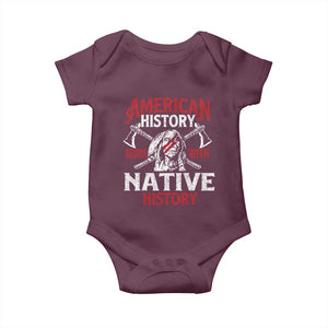American History Begins With Native History Baby Onesie Native American Indigenous Indian Warrior TS11 Maroon Print Your Wear