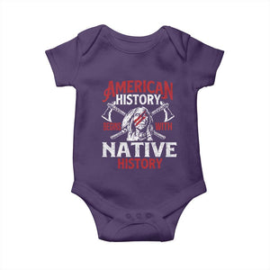 American History Begins With Native History Baby Onesie Native American Indigenous Indian Warrior TS11 Purple Print Your Wear
