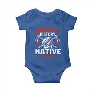 American History Begins With Native History Baby Onesie Native American Indigenous Indian Warrior TS11 Royal Blue Print Your Wear