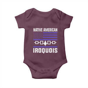 Native American Iroquois Baby Onesie Haudenosaunee Nation Vintage USA Flag TS11 Maroon Print Your Wear