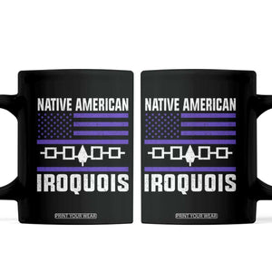 Native American Iroquois Coffee Mug Haudenosaunee Nation Vintage USA Flag TS11 Black Print Your Wear