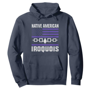 Native American Iroquois Hoodie Haudenosaunee Nation Vintage USA Flag TS11 Navy Print Your Wear