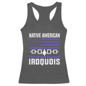 Native American Iroquois Racerback Tank Top Haudenosaunee Nation Vintage USA Flag TS11 Dark Heather Print Your Wear