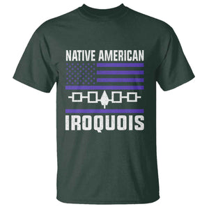 Native American Iroquois T Shirt Haudenosaunee Nation Vintage USA Flag TS11 Dark Forest Green Print Your Wear