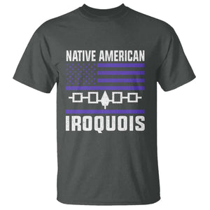 Native American Iroquois T Shirt Haudenosaunee Nation Vintage USA Flag TS11 Dark Heather Print Your Wear