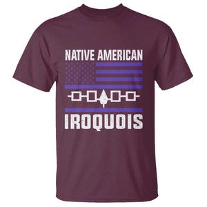 Native American Iroquois T Shirt Haudenosaunee Nation Vintage USA Flag TS11 Maroon Print Your Wear