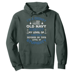 I Am A Grumpy Old Navy Veteran My Level Of Sarcasm Depends On Your Level Of Stupidity Hoodie TS11 Dark Forest Green Print Your Wear