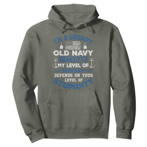 I Am A Grumpy Old Navy Veteran My Level Of Sarcasm Depends On Your Level Of Stupidity Hoodie TS11 Military Green Print Your Wear