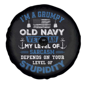 I Am A Grumpy Old Navy Veteran My Level Of Sarcasm Depends On Your Level Of Stupidity Spare Tire Cover TS11 Print Your Wear