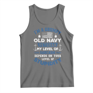 I Am A Grumpy Old Navy Veteran My Level Of Sarcasm Depends On Your Level Of Stupidity Tank Top TS11 Black Heather Print Your Wear
