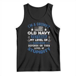 I Am A Grumpy Old Navy Veteran My Level Of Sarcasm Depends On Your Level Of Stupidity Tank Top TS11 Black Print Your Wear