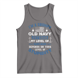 I Am A Grumpy Old Navy Veteran My Level Of Sarcasm Depends On Your Level Of Stupidity Tank Top TS11 Deep Heather Print Your Wear