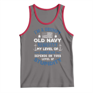 I Am A Grumpy Old Navy Veteran My Level Of Sarcasm Depends On Your Level Of Stupidity Tank Top TS11 Deep Heather Red Print Your Wear
